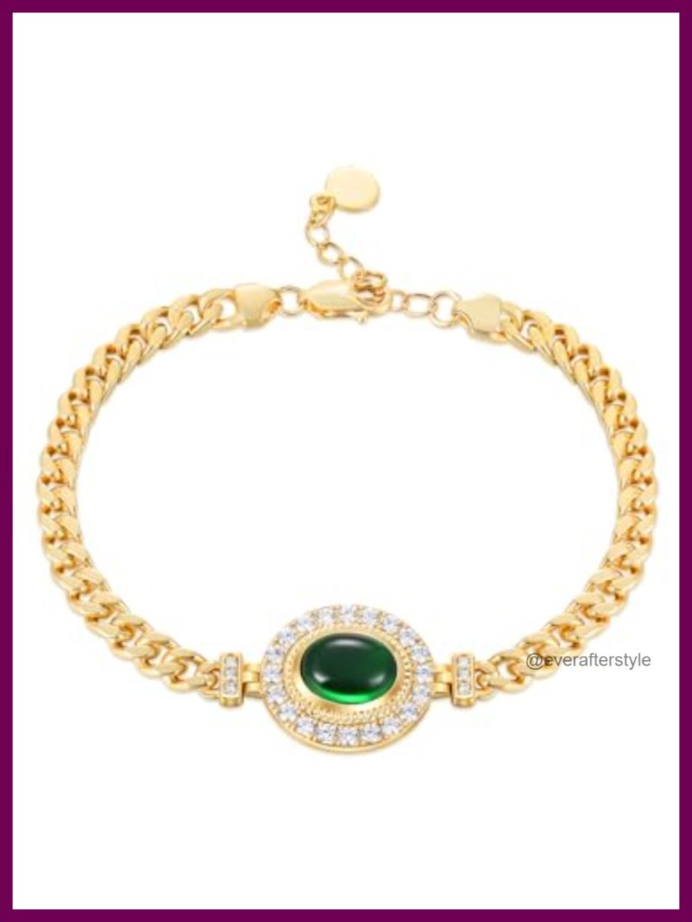 Moissanite Emerald Chunky Link Bracelet Women 925 Sterling Silver
